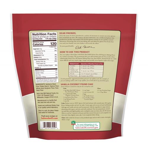 Bobs Red Mill Gluten Free All Purpose Baking Flour, 44Oz (Pack Of 1) - Vegan, Kosher